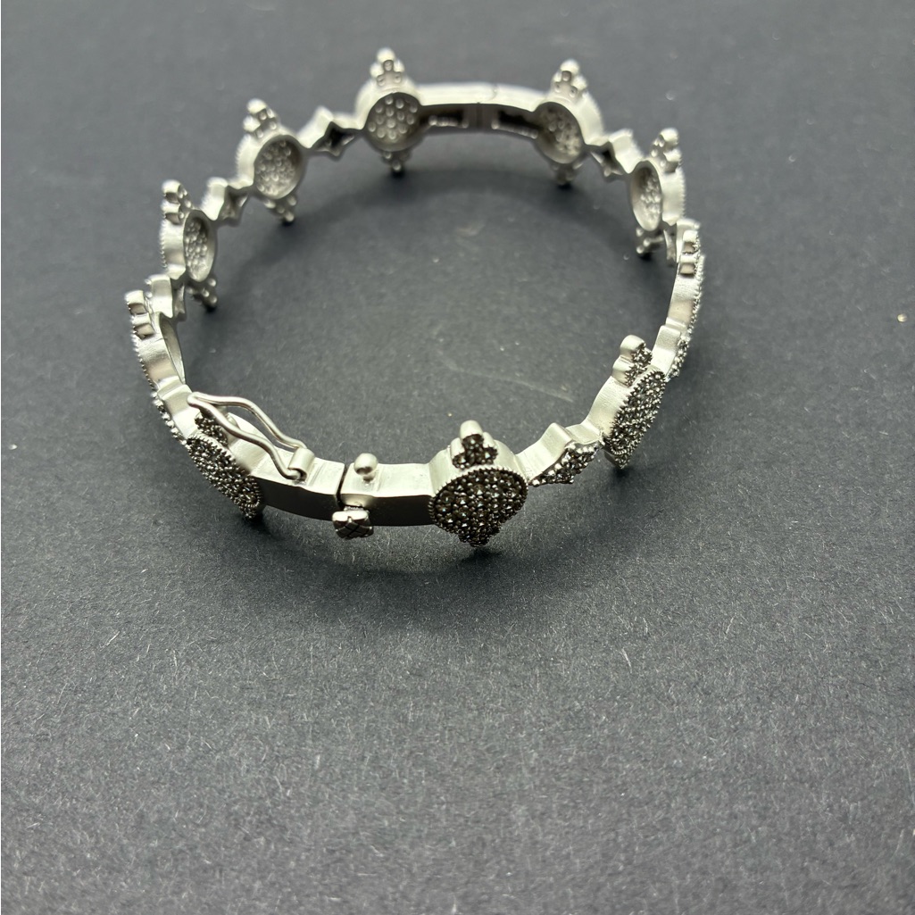 Freida Rothman Stunning Sterling Silver Bangle Bracelet With Cz Stones
